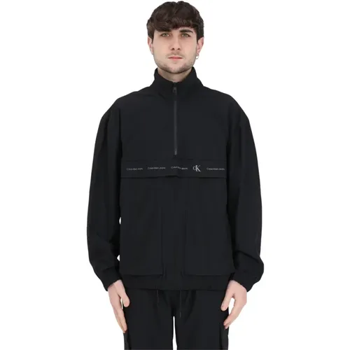 Schwarzer Technical Logo Half Zip Pullover , Herren, Größe: M - Calvin Klein Jeans - Modalova