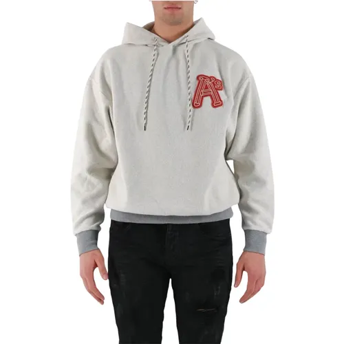 Umgekehrte Säulenkapuzenpullover mit Patch-Logo , Herren, Größe: L - Aries - Modalova