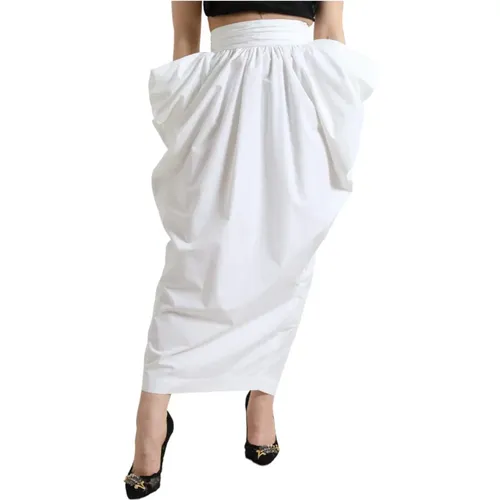 Weiße Baumwoll Maxi Rock , Damen, Größe: XS - Dolce & Gabbana - Modalova