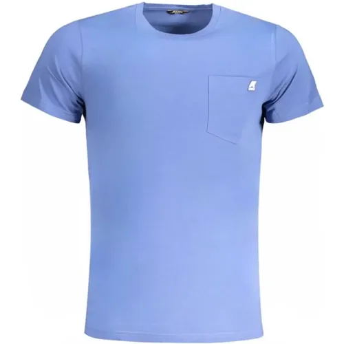 Blau Baumwoll T-Shirt mit Kontrastdetails , Herren, Größe: M - K-way - Modalova