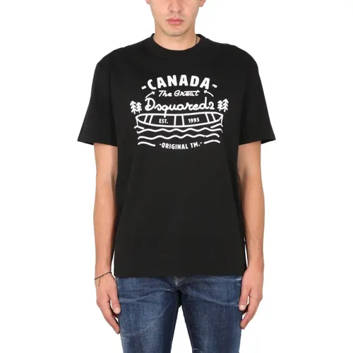 Front Logo Print T-Shirt , Herren, Größe: L - Dsquared2 - Modalova