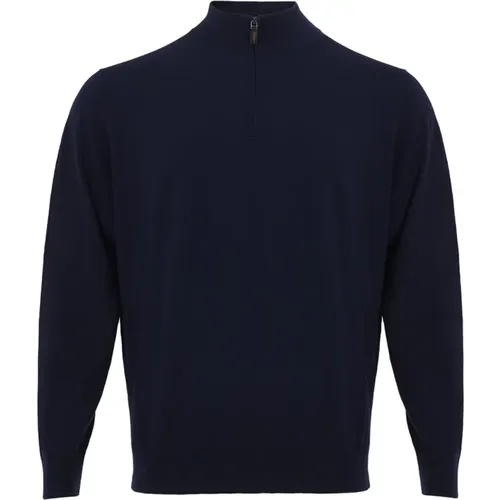 Navy Cashmere Half Zip Sweater , male, Sizes: 3XL - Colombo - Modalova