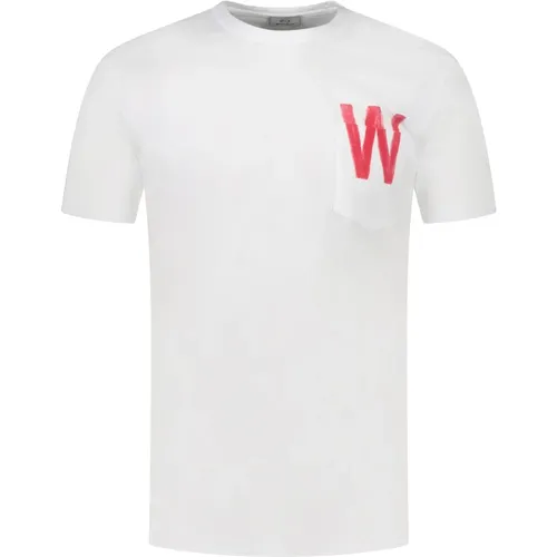 Weiße T-Shirts und Polos mit Tasche , Herren, Größe: 2XL - Woolrich - Modalova