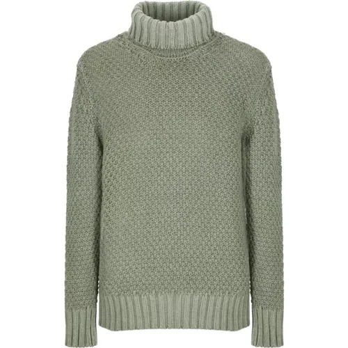 Grüner Wollpullover Hoher Kragen Lange Ärmel , Herren, Größe: 2XL - Lubiam - Modalova