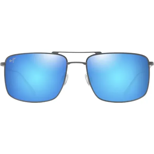 Unisex Square Sunglasses with Grey Matte Titanium Frame , male, Sizes: 55 MM - Maui Jim - Modalova