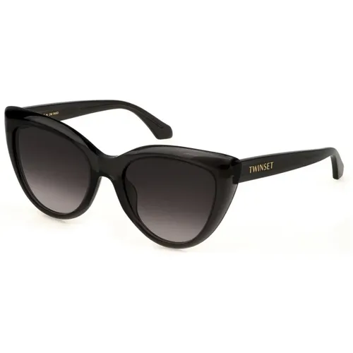 Transparent Grey Sunglasses with Brown Lenses , female, Sizes: 53 MM - Twinset - Modalova