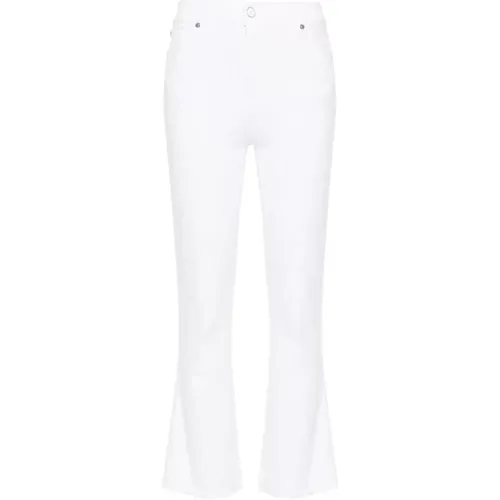 Vintage Luxe Distressed Hem Jeans,Weiße Slim Kick Luxvinsol Denim,Bootcut Jeans mit hoher Taille - 7 For All Mankind - Modalova