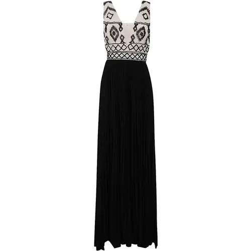 Pleated Sleeveless Long Dress with Sequins , female, Sizes: XL, L - Elisabetta Franchi - Modalova