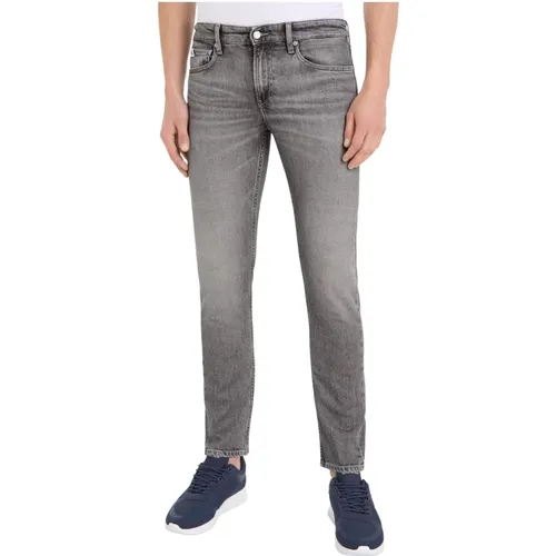 Graue Denim Slim-fit Jeans , Herren, Größe: W30 L32 - Calvin Klein - Modalova