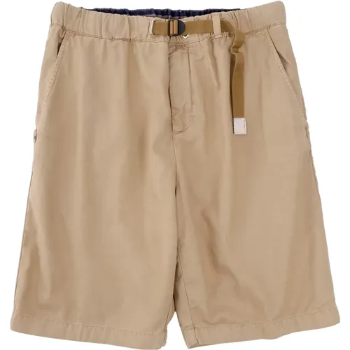 Elegant Herringbone Cotton Shorts , male, Sizes: M, S - White Sand - Modalova