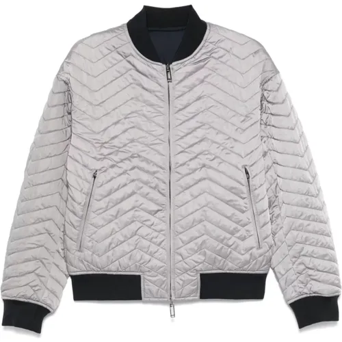 Reversible Light Grey Coat , male, Sizes: M, L, 2XL, S, XL - Emporio Armani - Modalova