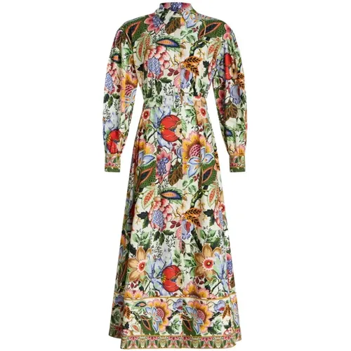 White Floral Long Dress , female, Sizes: S, XS, M - ETRO - Modalova