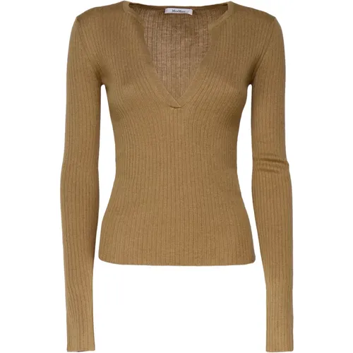 Camel Silk Cashmere Blend Sweater , female, Sizes: M, L, S - Max Mara - Modalova