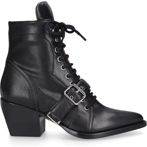 Rylee Calfskin Lace-Up Ankle Boots , female, Sizes: 3 1/2 UK, 3 UK - Chloé - Modalova