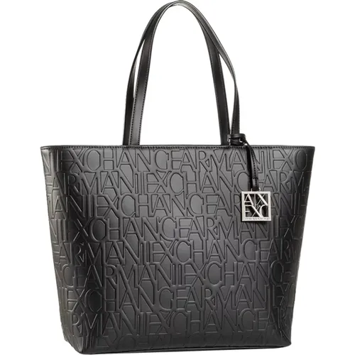 Schwarze Shopper Tasche Elegant Modern , Damen, Größe: ONE Size - Armani Exchange - Modalova