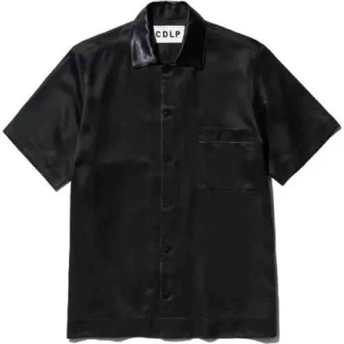 Schwarzes Kurzarm-Home-Suit-Shirt , Herren, Größe: M - Cdlp - Modalova