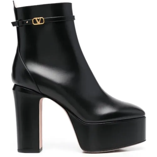 Logo-Buckle Ankle Boots , female, Sizes: 7 1/2 UK, 6 1/2 UK, 7 UK - Valentino - Modalova