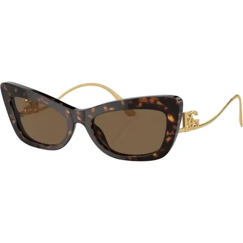 Dunkel Havana/Braune Sonnenbrille , Damen, Größe: 55 MM - Dolce & Gabbana - Modalova
