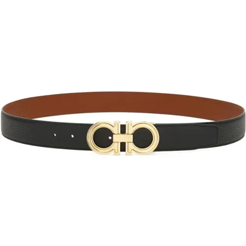 Reversible Leather Belt with Gancini Buckle , male, Sizes: 100 CM, 105 CM, 90 CM, 95 CM - Salvatore Ferragamo - Modalova