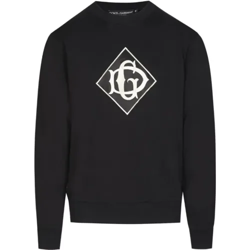 Schwarzer Bestickter Sweatshirt , Herren, Größe: XS - Dolce & Gabbana - Modalova
