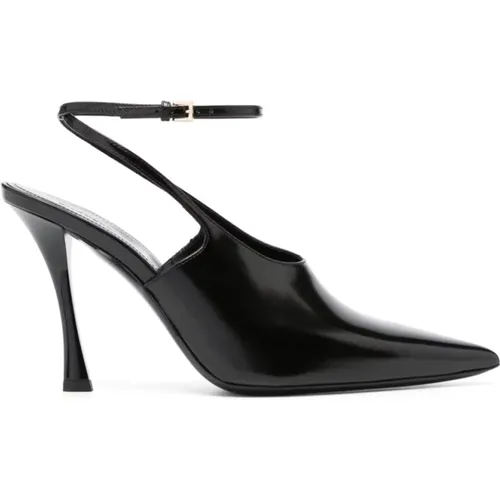 Schwarze Slingback aus gebürstetem Leder mit Stiletto-Absatz , Damen, Größe: 38 EU - Givenchy - Modalova