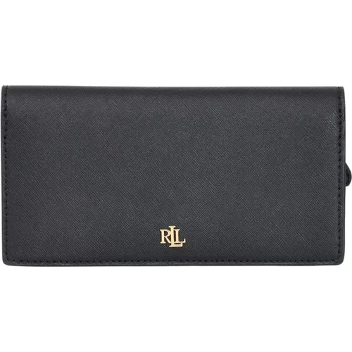 Schwarze Damenbrieftasche mit Goldenem Logo - Ralph Lauren - Modalova