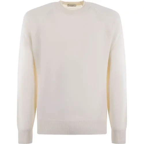 Ivory Wool Sweater with Crew Neck , male, Sizes: M, L, XL, 2XL - Paolo Pecora - Modalova