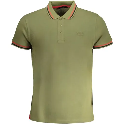 Grünes Baumwoll-Poloshirt mit Kurzen Ärmeln , Herren, Größe: L - Cavalli Class - Modalova