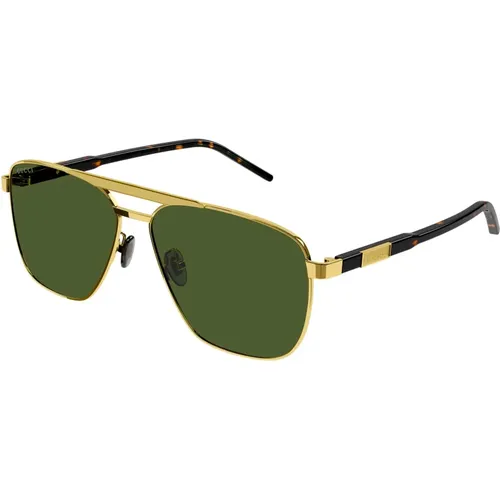 Gold Green Sunglasses , male, Sizes: 58 MM - Gucci - Modalova