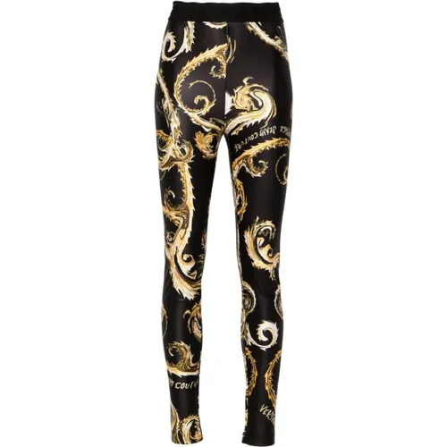 Schwarze Leggings Eleganter Stil , Damen, Größe: XS - Versace Jeans Couture - Modalova