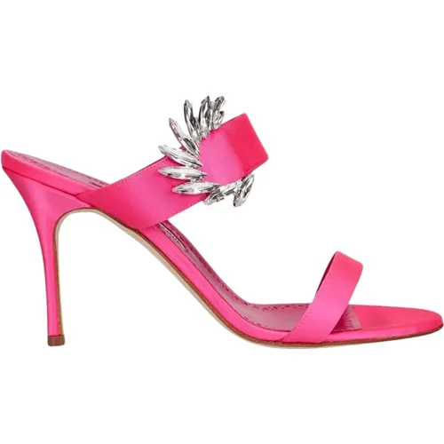 Chivela Satin Heel Sandals , female, Sizes: 4 UK - Manolo Blahnik - Modalova