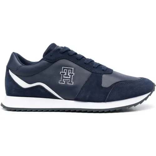 Blaue Ledersneakers für Männer - Tommy Hilfiger - Modalova