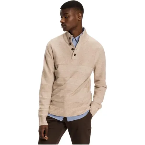 Striped Knit Funnel Neck Sweater , male, Sizes: S - Tommy Hilfiger - Modalova