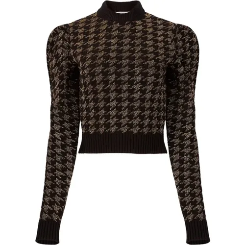 Schwarzer Hahnentritt Jacquard Pullover , Damen, Größe: S - Nina Ricci - Modalova