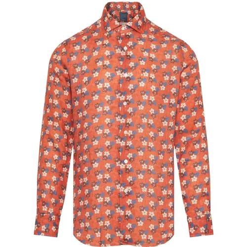 Linen floral shirt , male, Sizes: 5XL, L - Barba - Modalova