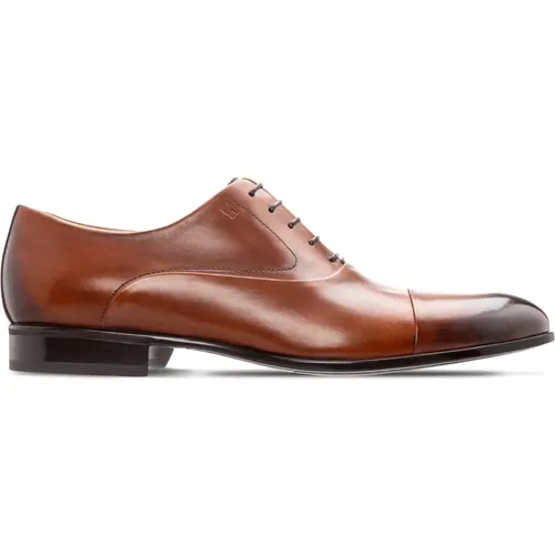 Klassische Cognac Kalbsleder Oxford Schuhe , Herren, Größe: 41 1/2 EU - Moreschi - Modalova