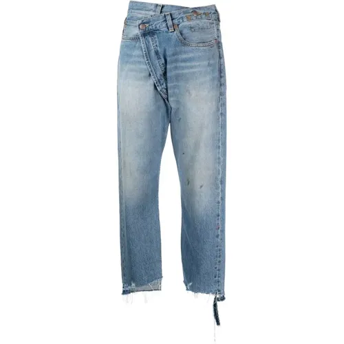 Blaue Straight Jeans im Cross Over Stil - R13 - Modalova