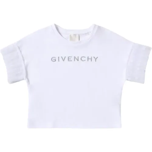 Weiße Cropped T-shirt mit Logo-Details - Givenchy - Modalova