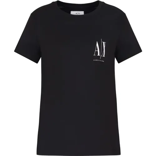 Damen T-Shirt Kollektion 100% Baumwolle , Damen, Größe: S - Armani Exchange - Modalova