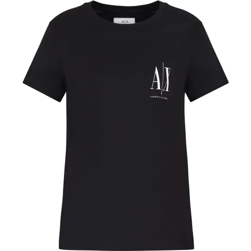 Damen T-Shirt Kollektion 100% Baumwolle , Damen, Größe: XL - Armani Exchange - Modalova