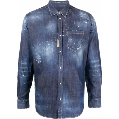 Icon splatter shirt , male, Sizes: S, L, M - Dsquared2 - Modalova