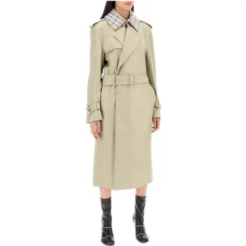 Doppelreihiger Leder Trenchcoat - Burberry - Modalova