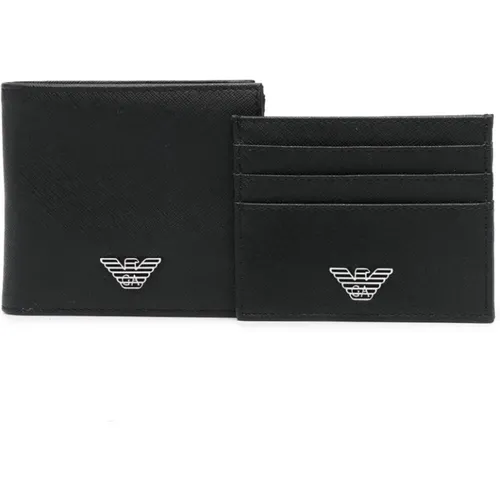 Logo-Plaque Bi-Fold Wallet Set , male, Sizes: ONE SIZE - Emporio Armani - Modalova