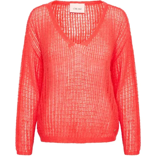 Hot Coral Strickpullover Pullover , Damen, Größe: S - Cream - Modalova