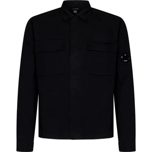 Long-Sleeved Cotton Shirt with Lens Detail , male, Sizes: S, L - C.P. Company - Modalova
