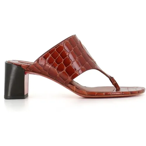 Leather Crocodile Print Sandals , female, Sizes: 5 UK, 4 UK, 3 UK, 7 UK, 4 1/2 UK - Christian Louboutin - Modalova