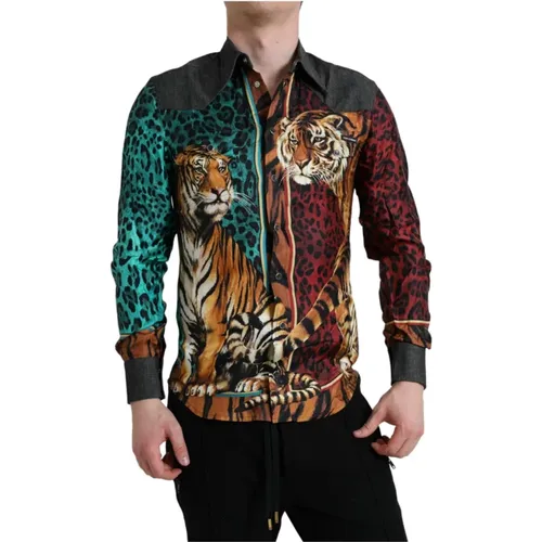 Tiger Print Casual Button Down Hemd - Dolce & Gabbana - Modalova