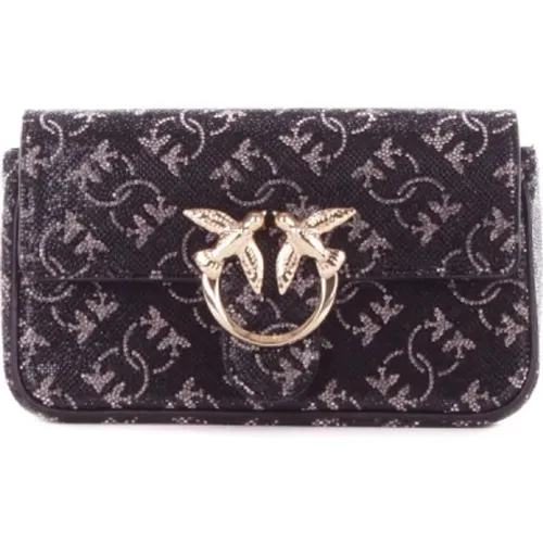 Schwarze Tasche mit Frontlogo-Clip - pinko - Modalova