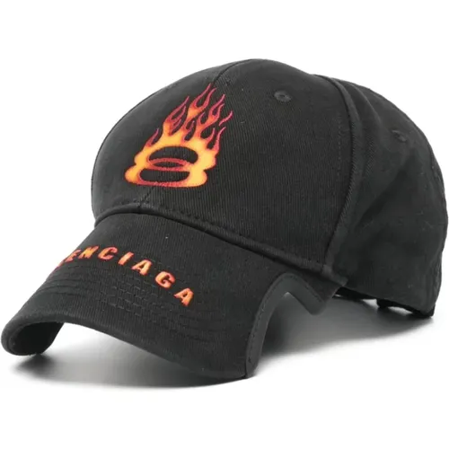 Hüte mit Flammenmuster und gesticktem Logo , Herren, Größe: L - Balenciaga - Modalova