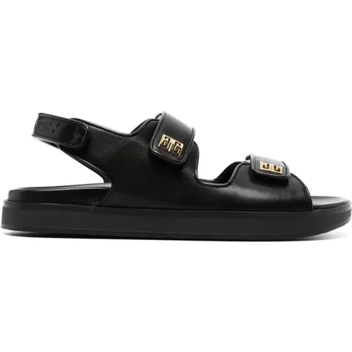 Logo-Plaque Slingback Leather Sandals , female, Sizes: 3 UK, 4 UK - Givenchy - Modalova